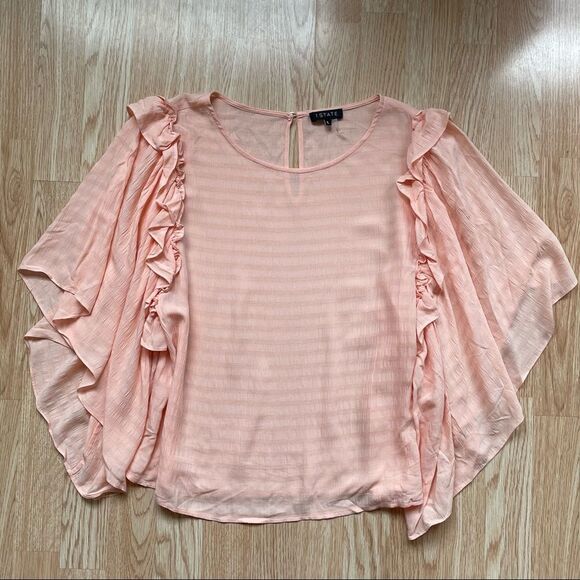 NWT 1.State Light Pink Flowy Sleeved Blouse - Size: L - Picture 4 of 8